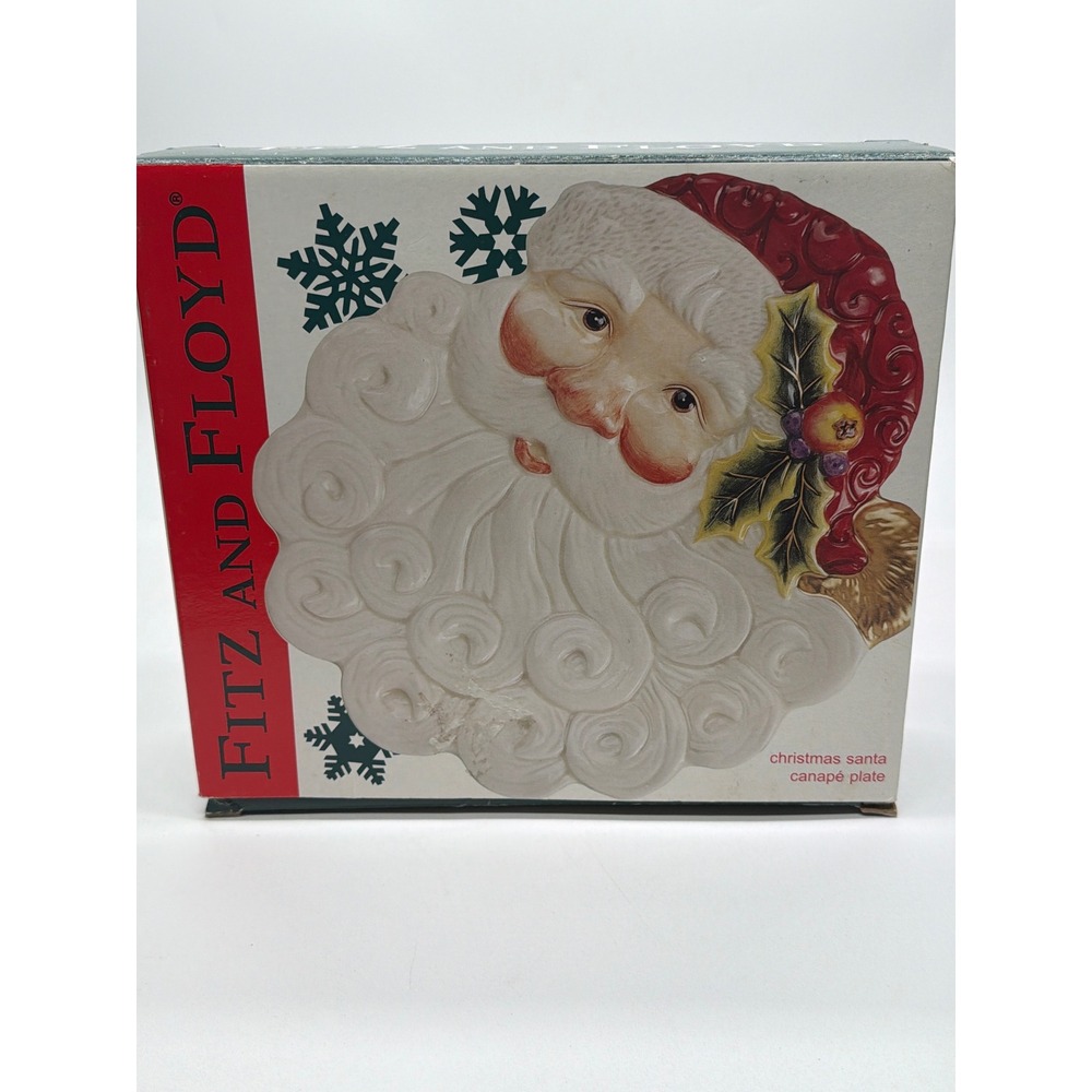 Fitz and Floyd Essentials Noel Classique Christmas Santa Canape Plate 9.5"